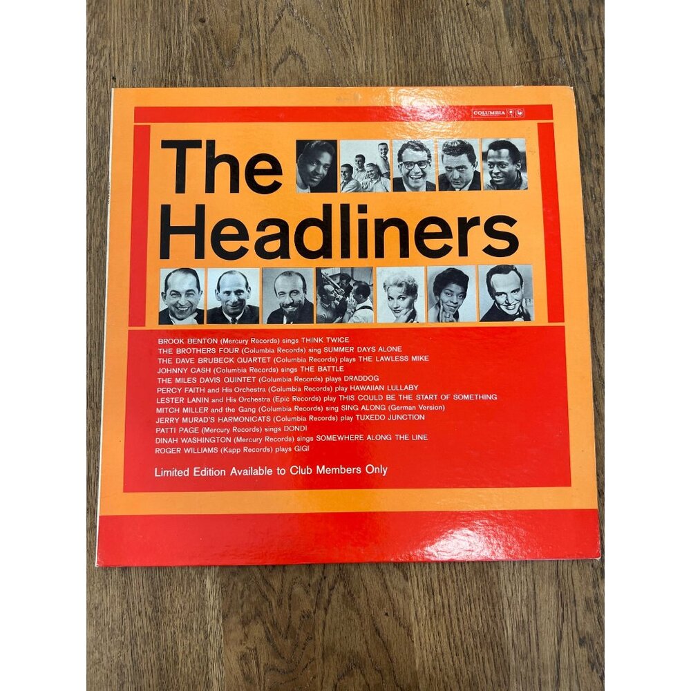 The Headliners Volume 2 Columbia Record Club Exclusive Vinyl LP